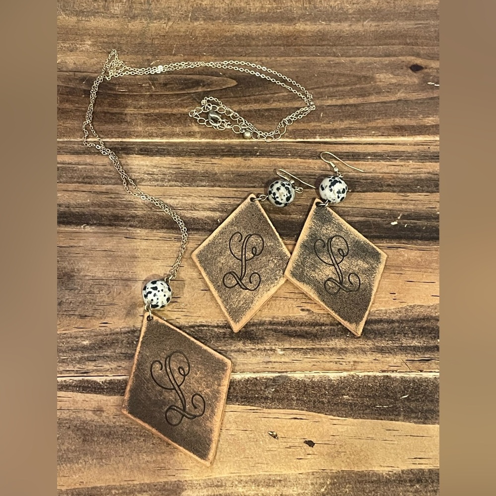 Initial Outfitters matching earrings and necklace